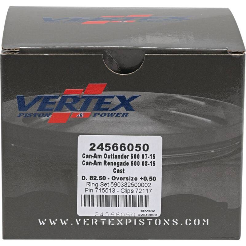 Vertex Pistons Vertex Piston 07-15 Can-Am Outlander 500 4x4 500cc +0.50mm Oversized Cast Replica Piston Kit 24566050 24566050 Photo - Primary