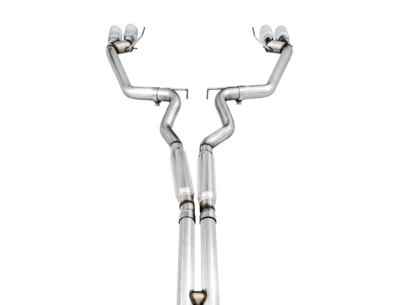 AWE Tuning 2018+ Ford Mustang GT (S550) Cat-back Exhaust - Track Edition (Quad Chrome Silver Tips) 3020-42064 3020-42064 Photo - out of package