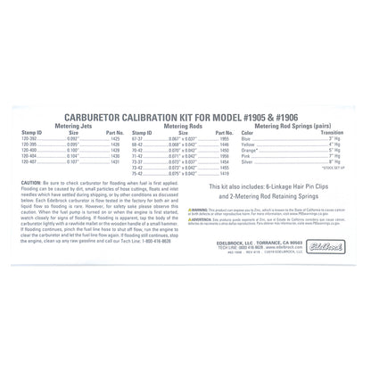 Edelbrock AVS2 Series Carburetor Calibration Kit 1948 Photo - out of package