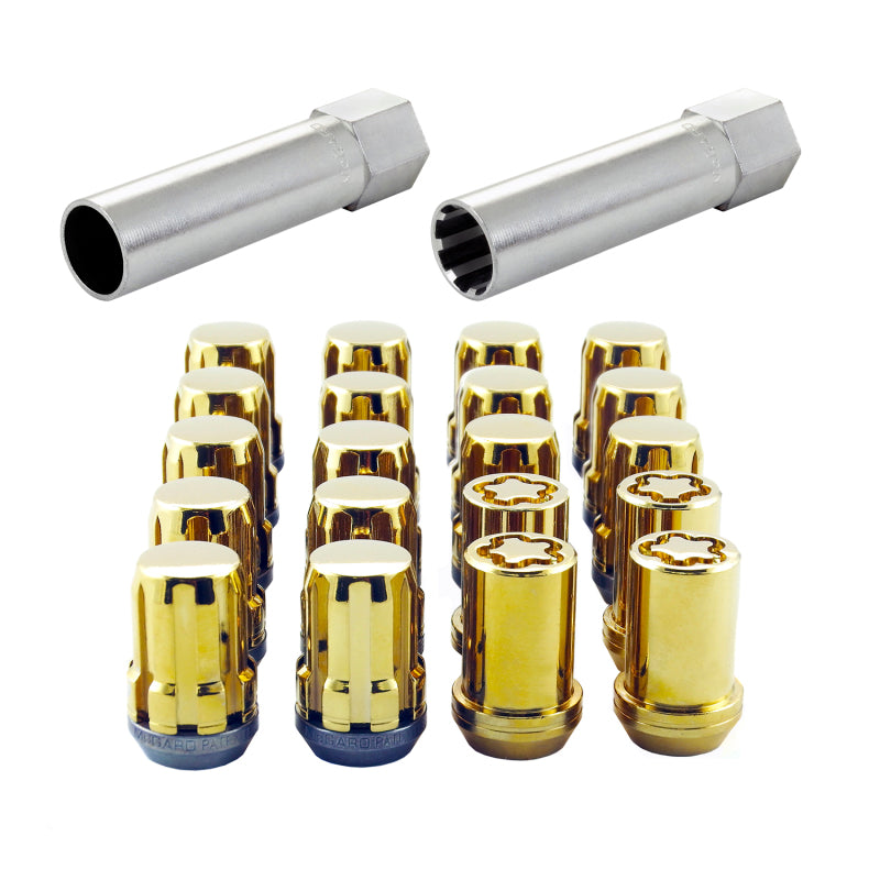 McGard SplineDrive Tuner 5 Lug Install Kit w/Locks & Tool (Cone) M12x1.25 / 13/16 Hex - Gold (CS) 65554GDC 65554GDC Photo - Primary