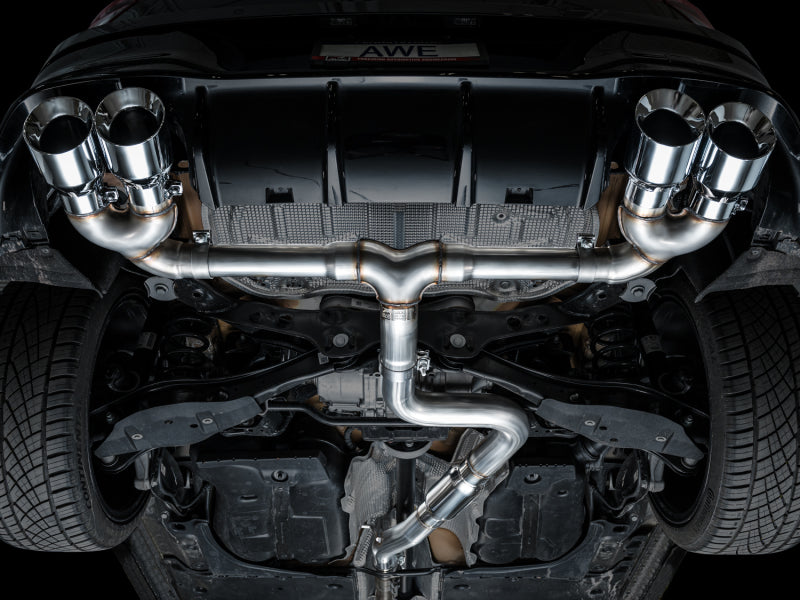AWE Tuning AWE MK8 Volkswagen Golf R 3in Track Edition Quad Exhaust - Chrome Silver Tips 3020-42658 3020-42658 Photo - Mounted