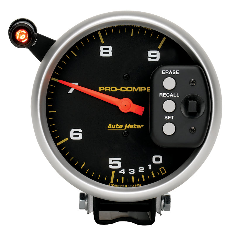 Autometer Gauge, Tach, 5", 9k Rpm, Pedestal Dual Range w/ Quick Lite & Peak Memo 6852 Photo - Primary