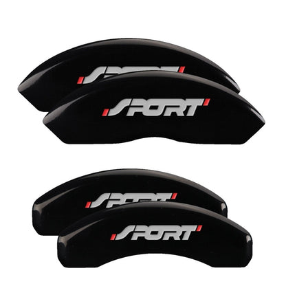 MGP 4 Caliper Covers Engraved Front & Rear No bolts/Sport Black finish silver ch 10119SSP1BK 10119SSP1BK Photo - Primary