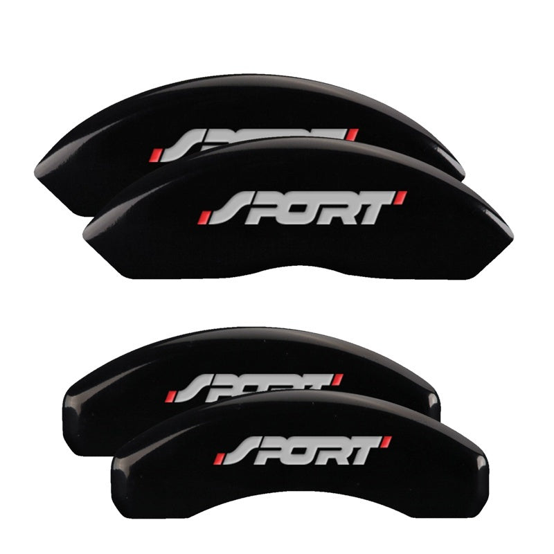 MGP 4 Caliper Covers Engraved Front & Rear No bolts/Sport Black finish silver ch 10119SSP1BK 10119SSP1BK Photo - Primary
