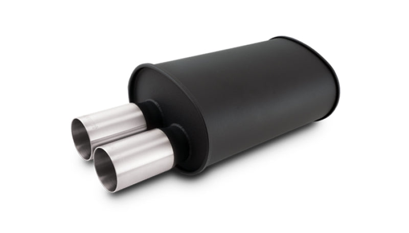 Vibrant Streetpower Flat Blk Muffler 9.5x6.75x15in Body 2.5in In ID 3in Tip OD w/Dual Straight Tips 12325 12325 Photo - Primary
