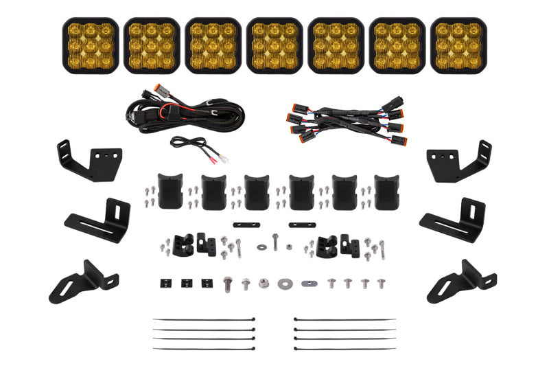 Diode Dynamics Prinsu/Sherpa Roof Racks- SS5 7-Pod CrossLink Mounting Kit - Sport Yellow Driving DD7827 DD7827 Photo - Primary