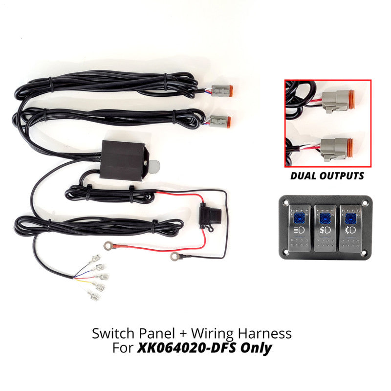 XKGLOW XK Glow 3 Button Switch Panel + 2 Output Wire for Fog Strobe Combo XK064-WIRE-3OP XK064-WIRE-3OP User 1