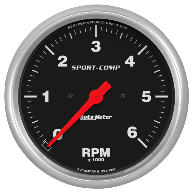 Autometer Gauge, Tachometer, 5", 6K Rpm, In-Dash, Sport-Comp 3997 Photo - Primary