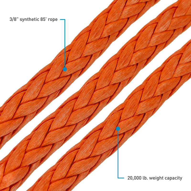 Borne Off-Road Synthetic Rope - 3/8in x 85ft - Orange BNWN-SR-38-85OR BNWN-SR-38-85OR Photo - Primary