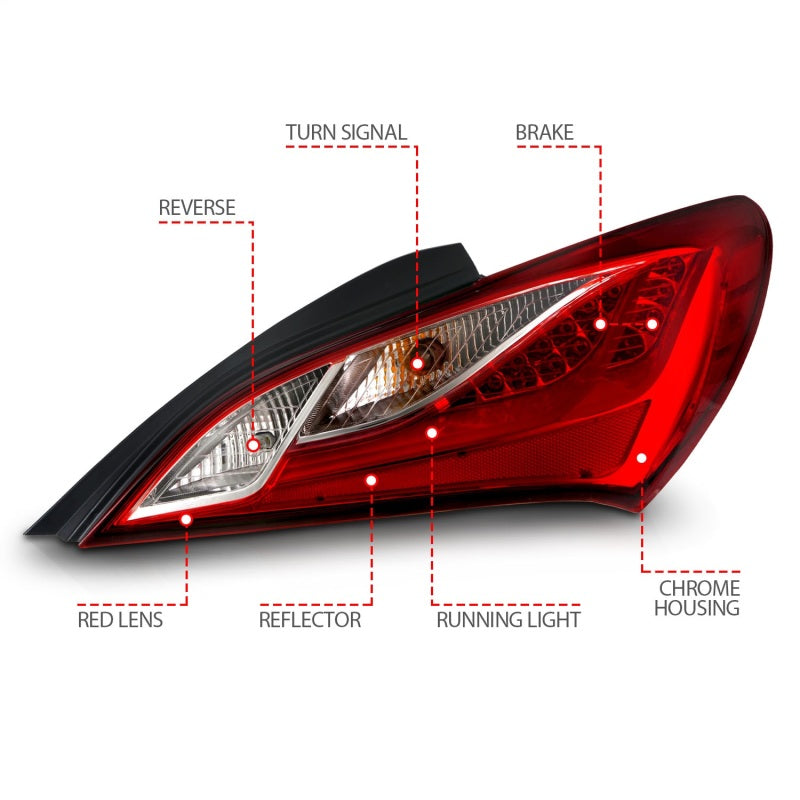Anzo 2010-2013 Hyundai Genesis LED Taillights Red/Clear 321334 Photo - Unmounted