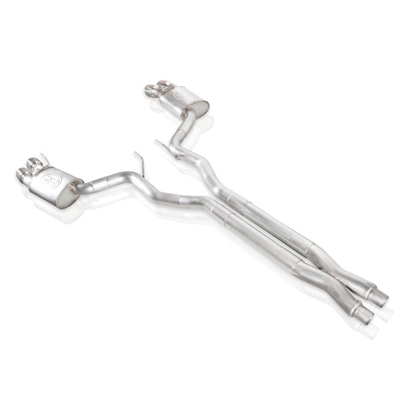 Stainless Works 2018+ Ford Mustang GT 3in Redline Series Catback X-Pipe w/Active Valves & Quad Tips M18CBXFCV M18CBXFCV Photo - Unmounted