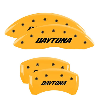 MGP 4 Caliper Covers Engraved Front & Rear Daytona Yellow finish black ch 12162SDAYYL 12162SDAYYL Photo - Primary