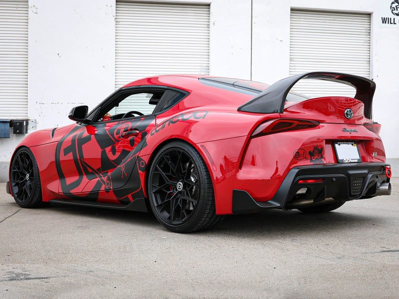 aFe POWER Takeda 2020 Toyota Supra L6-3.0L (t) 3.5in 304 SS CB Exhaust 4" Brushed Finish Tip 49-36045-H 49-36045-H Photo - Mounted