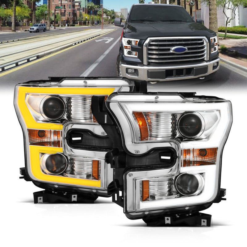 Anzo 2015-2016 Ford F-150 Projector Headlights w/ Plank Style Switchback Ch 111358 Photo - lifestyle view
