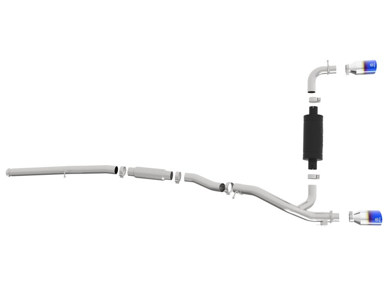 aFe Takeda 3in 304 SS Cat-Back Exhaust System w/ Blue Flame Tip 16-18 49-33103-L Photo - Unmounted