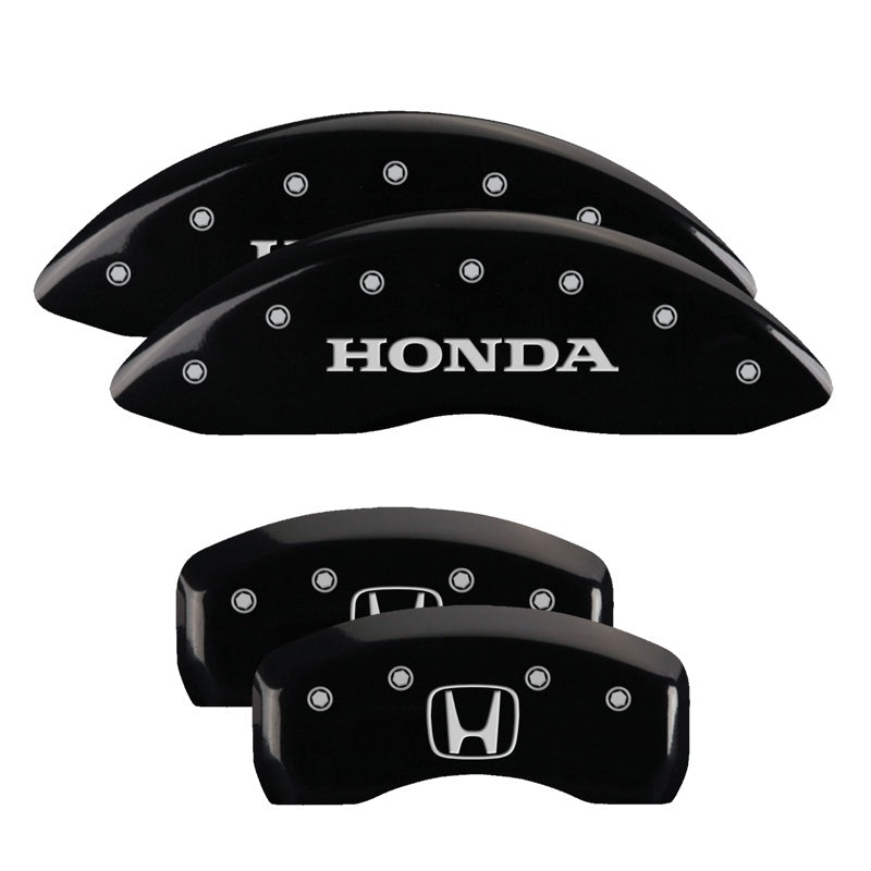 MGP 4 Caliper Covers Engraved Front Honda Engraved Rear H Logo Black finish silver ch 20219SHOHBK 20219SHOHBK Photo - Primary