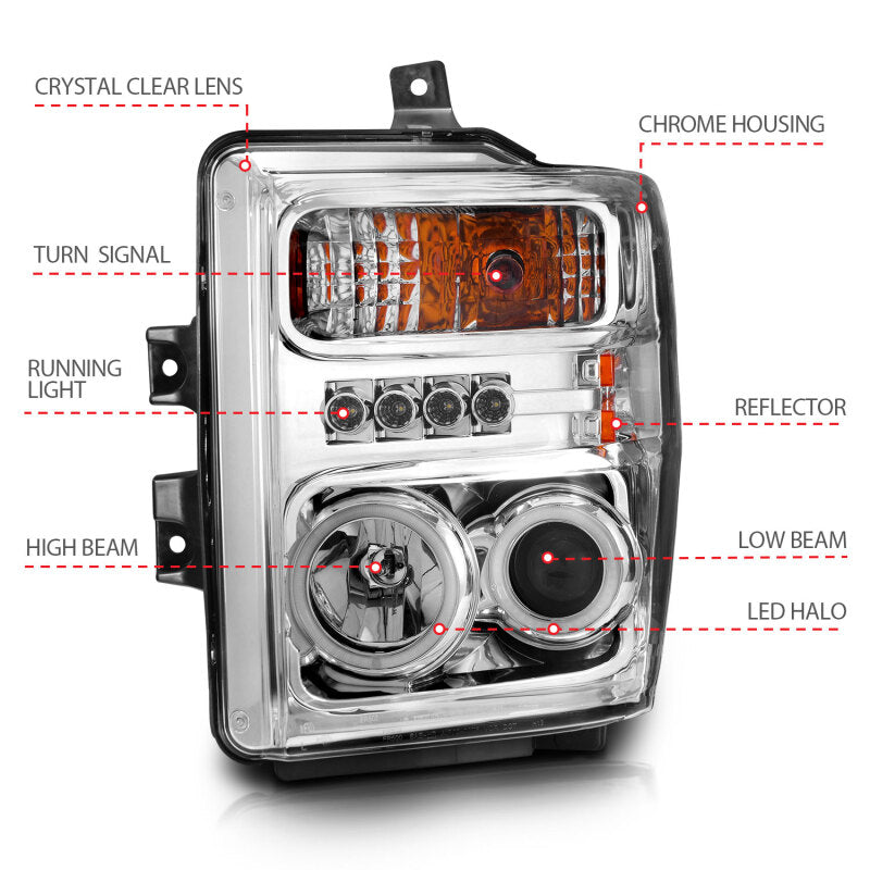 Anzo 2008-2010 Ford F-250 Projector Headlights w/ Halo Chrome (CCFL) 111167 Photo - out of package