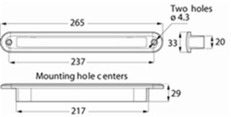 Hella Clear Plastic Lens Third Brake Light 959071001 959071001 Technical Drawing