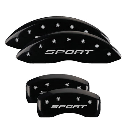 MGP 4 Caliper Covers Engraved front & Rear 2015/Sport Black finish silver ch 10241SSPTBK 10241SSPTBK Photo - Primary