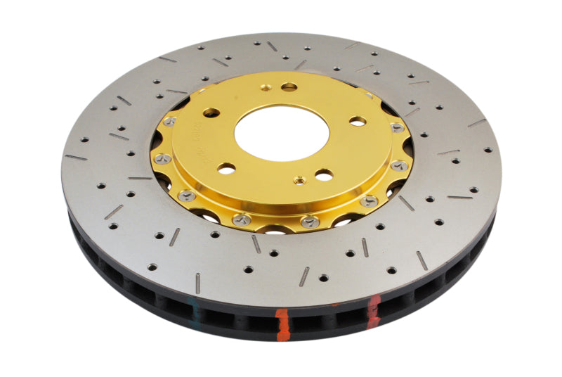 DBA 03-05 Evo 8/9 Front Drilled & Slotted 5000 Series 2 Piece Rotor Assembled w/ Gold Hat 52218GLDXS 52218GLDXS Photo - out of package