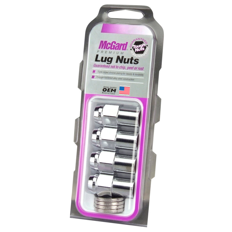 McGard Hex Lug Nut (Reg. Shank - .746in.) M12X1.25 / 13/16 Hex / 1.65in. Length (4-Pack) - Chrome 61003 61003 Photo - in package