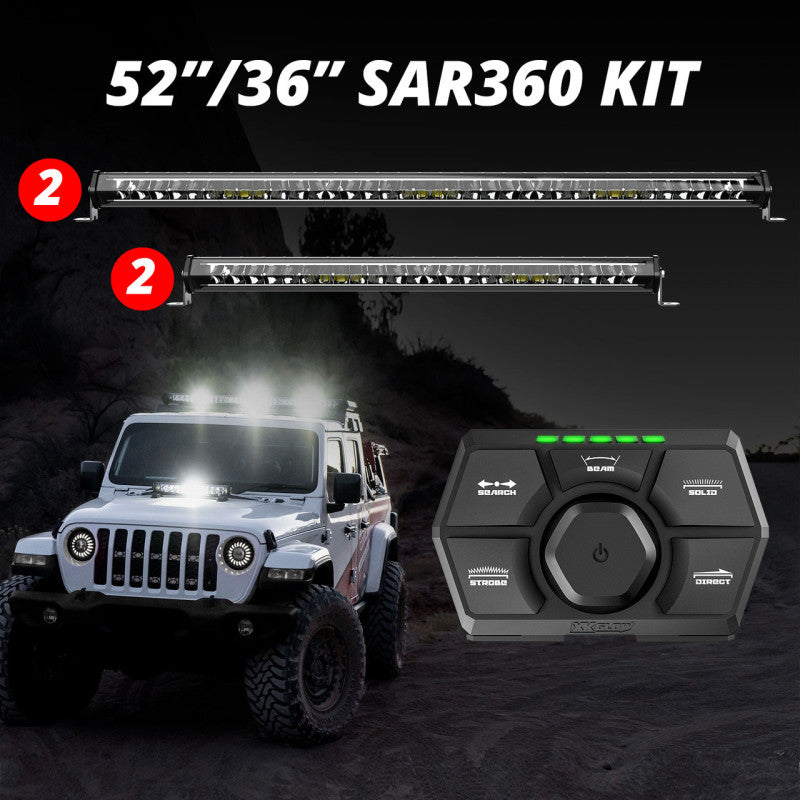 XKGLOW XK Glow SAR360 Light Bar Kit Emergency Search and Rescue Light System White (2)52In (2)36In XK-SAR360-3322W