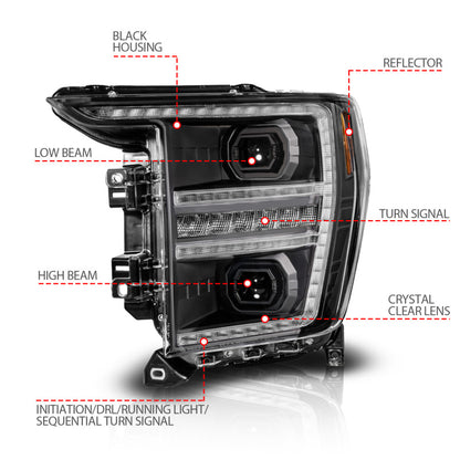 ANZO 21-23 Ford F150 LED Projector Headlight w/Switchback+Sequential - Black (Driver Side Only) 111594-L 111594-L Photo - Unmounted