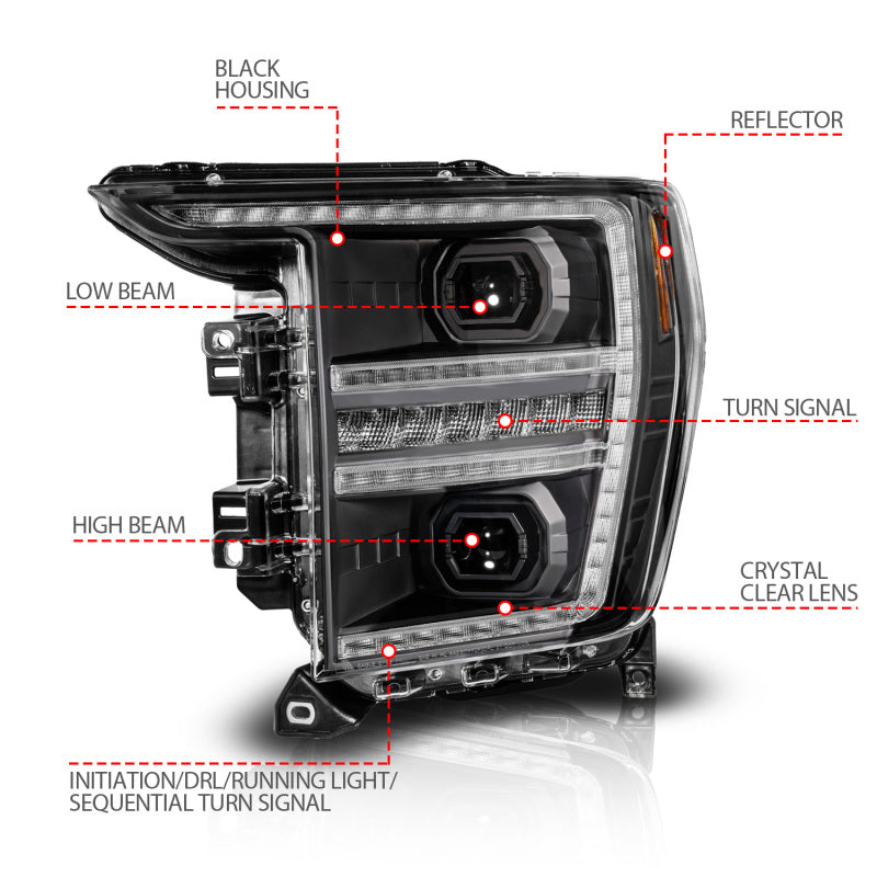 ANZO 21-23 Ford F150 LED Projector Headlight w/Switchback+Sequential - Black (Driver Side Only) 111594-L 111594-L Photo - Unmounted