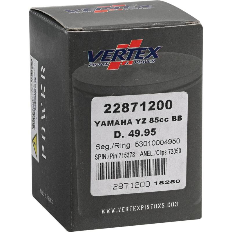 Vertex Pistons Vertex Piston 02-18 Yamaha YZ 85 85cc +2mm Cast Big Bore Piston Kit 92cc. 22871200 22871200 Photo - Primary