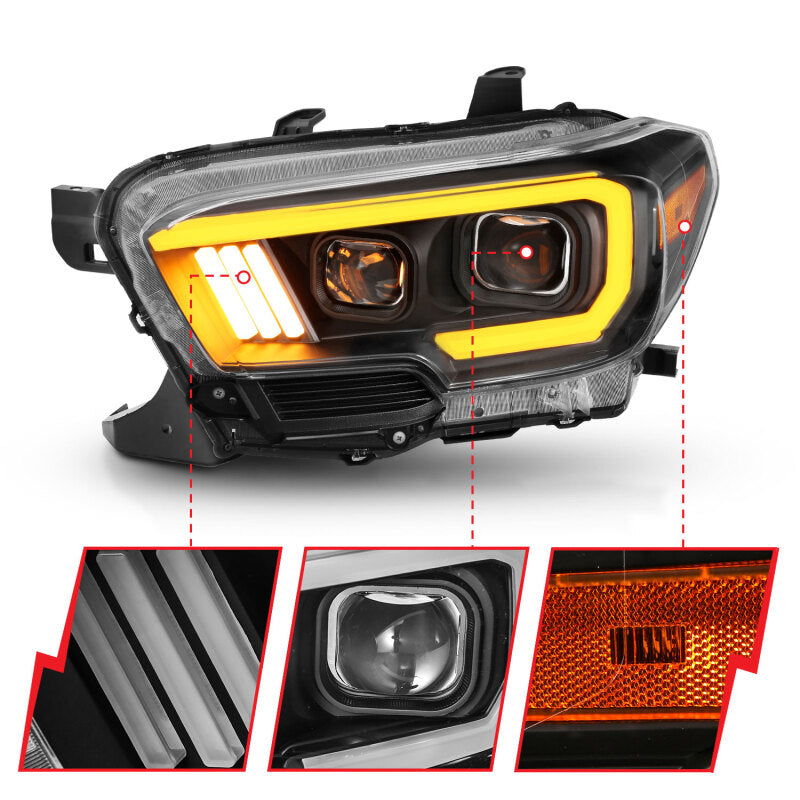 Anzo Toyota Tacoma '16-18 Projector Plank Style Switchback H.L Black Amber 111397 Photo - Unmounted