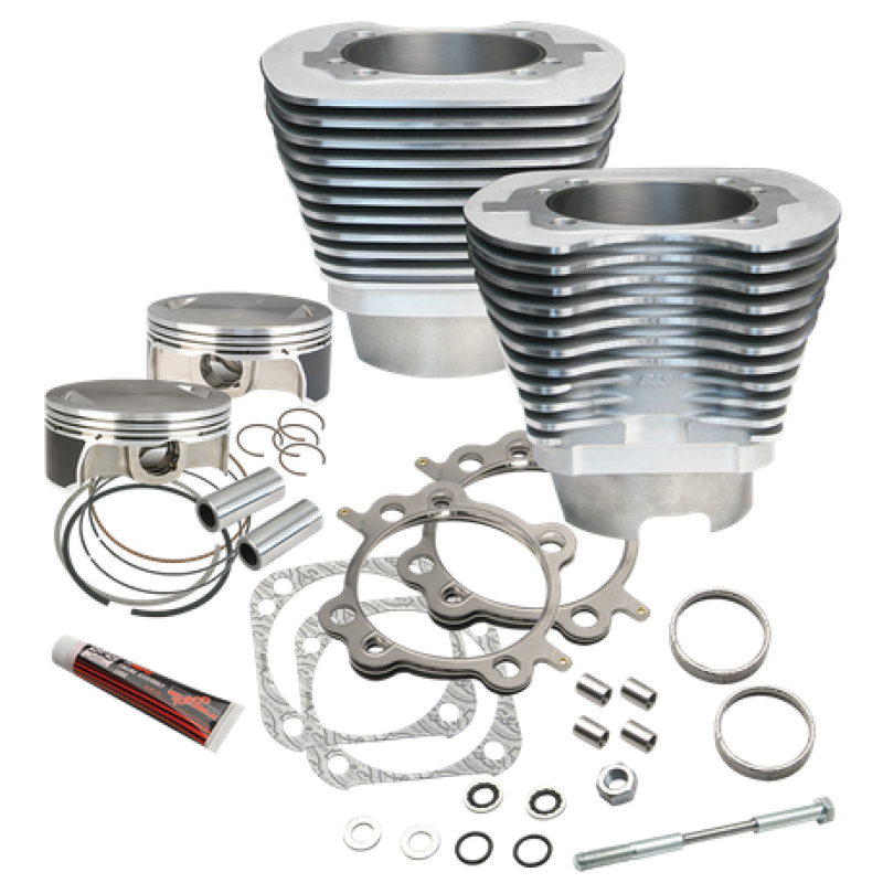 S&S Cycle 07-17 BT 117in Big Bore Cylinder Kit - Silver 910-0213 910-0213 User 1