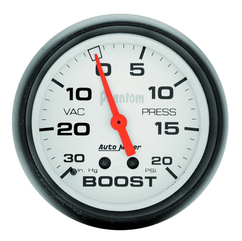 Autometer Gauge, Vac/Boost, 2 5/8", 30INHG-20PSI, Mechanical, Phantom 5801 Photo - Primary