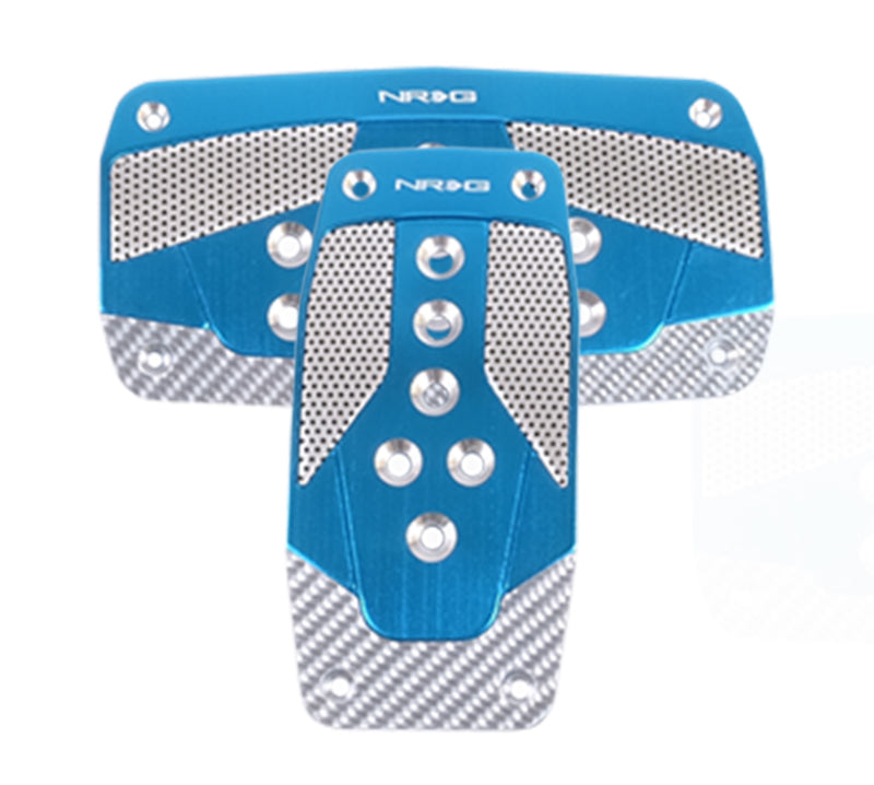 NRG Aluminum Sport Pedals Auto Trans Style Blue w/ Silver Carbon PDL-450BL Photo - Primary