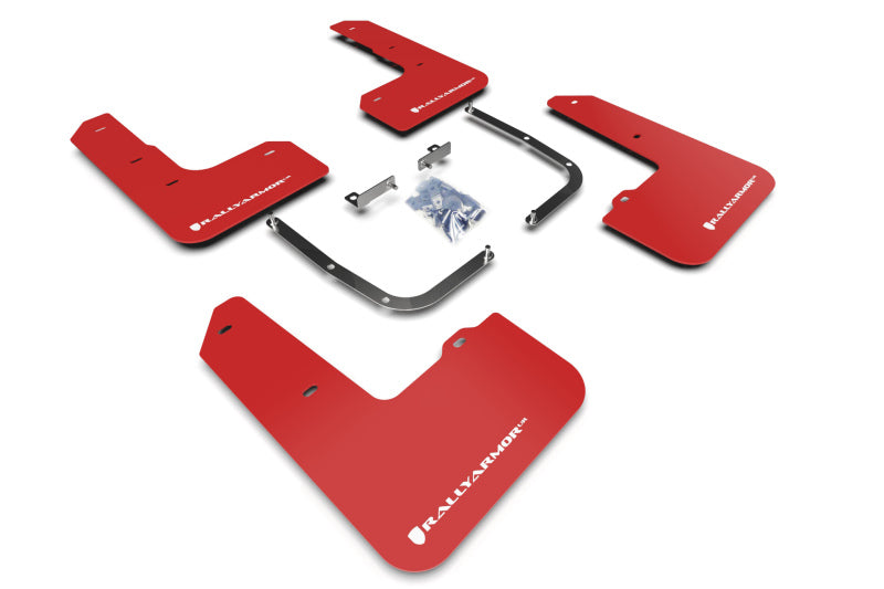 Rally Armor 2019+ Hyundai Veloster N UR Red Mud Flap w/ White Logo MF57-UR-RD/WH Photo - Primary