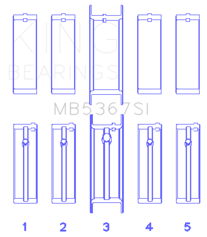 King Engine Bearings King GMC 2.4L (146cu) I4 Ecotec Main Bearing Set - (Size 0.5 Oversized) MB5367SI0.5 MB5367SI0.5 Photo - Primary