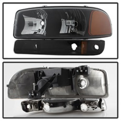 SPYDER xTune GMC Sierra 99-06 /Yukon 00-06 Crystal Headlights & Bumper Lights - Black HD-JH-GS99-AM-SET-BK 9037474 9037474 Photo - Unmounted