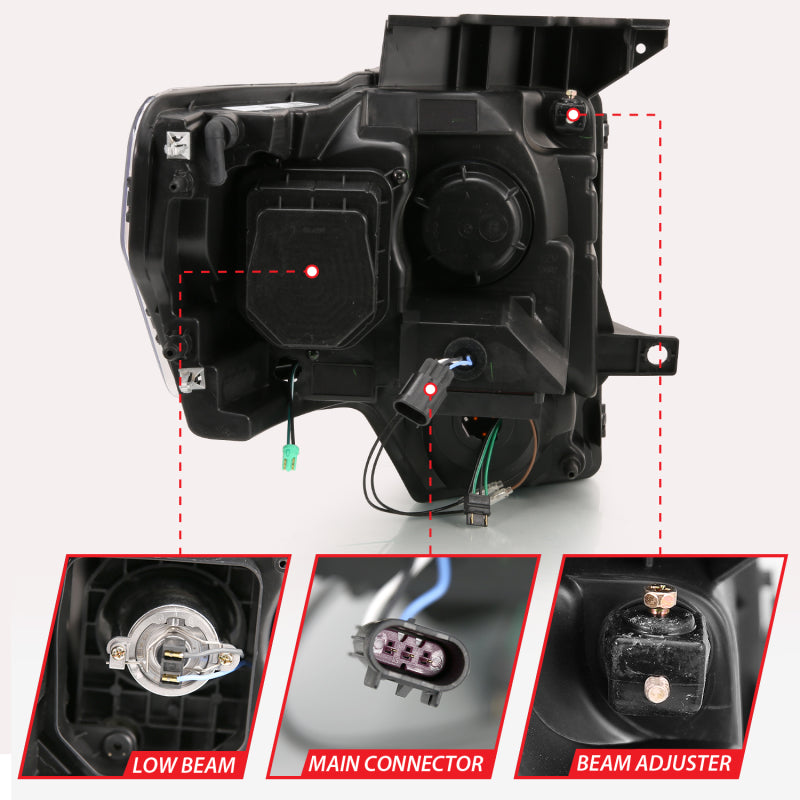 ANZO 2009-2013 Ford F-150 Projector Light Bar G4 Switchback H.L.Black Amber 111469 111469 Photo - Unmounted