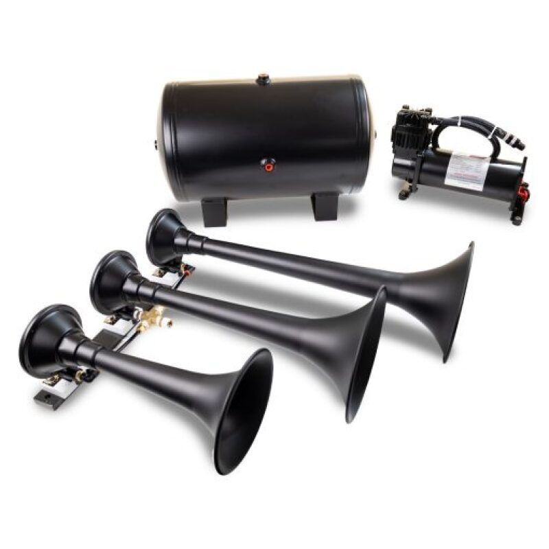 Kleinn Air Horns Kleinn Triple Black Horn Kit w/150 PSI Waterproof 3.0 gal Air Tank HK9 Slimline HK9 Slimline Photo - Primary