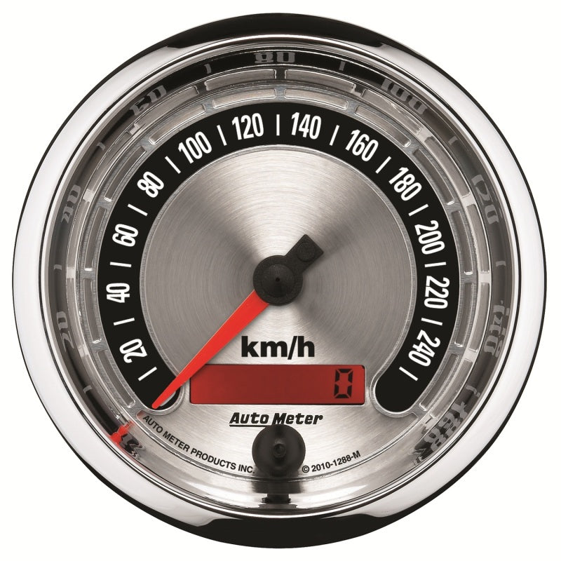 Autometer Gauge, Speedo, 3 3/8", 260km/h, Elec Program, Amer Muscle 1288-M Photo - Primary
