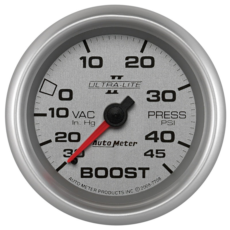 Autometer UL II 2 5/8inch 30 IN HG/45 PSI Mechanical Boost/Vacuum Gauge 7708 7708 Photo - Primary