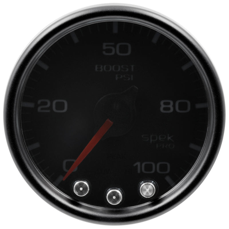 Autometer Spek-Pro Gauge Boost 2 1/16in 100psi Stepper Motor W/Peak & Warn Blk/Smoke/Blk P30552 P30552 User 1