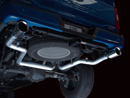 AWE Tuning AWE 0FG 21+ Ford F150 Dual Split Rear Exhaust - 5in Chrome Silver Tips 3015-32105 3015-32105 Photo - Mounted