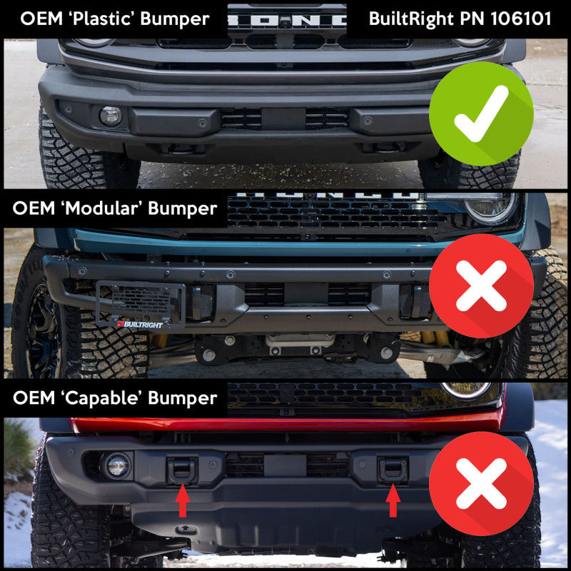 BuiltRight Industries 2021+ Ford Bronco (w/Std Plastic Bumper) License Plate Relocation Kit 106101 106101 Photo - lifestyle view