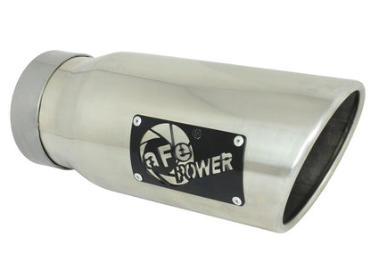 aFe Large Bore-HD 3in 409SS DPF-Back Exhaust System w/ Polished Tip RAM 1500 20-21 V6-3.0 49-42080-P 49-42080-P Photo - Close Up
