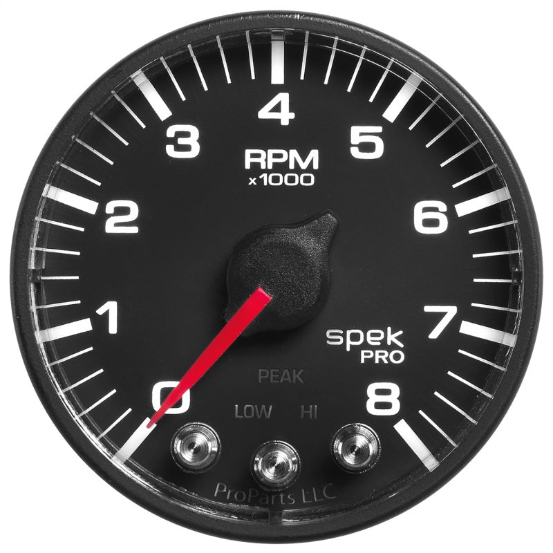 Autometer Tach 2" 8k RPM w Shift Light & Pk Mem Blk/Blk Spek P334328 User 1