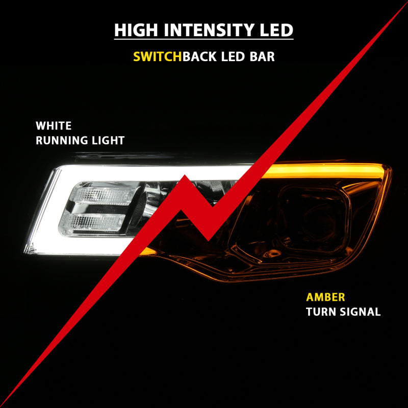 ANZO 2017-2018 Jeep Grand Cherokee Projector Headlights w/ Plank Style Switchback - Chrome w/ Amber 111419 111419 Photo - lifestyle view