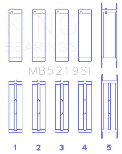 King Engine Bearings King 91-92 281CI 4.6L V8 Romeo with Cast Iron Block SOHC 16 Valves (Size STD) Main Bearing Set MB5219SI MB5219SI Photo - Primary