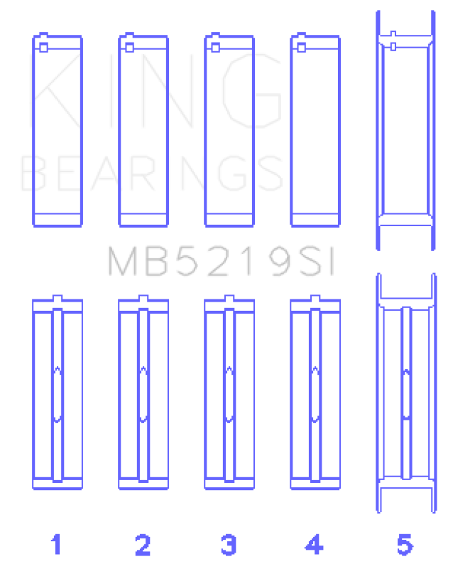 King Engine Bearings King 91-92 281CI 4.6L V8 Romeo with Cast Iron Block SOHC 16 Valves (Size STD) Main Bearing Set MB5219SI MB5219SI Photo - Primary