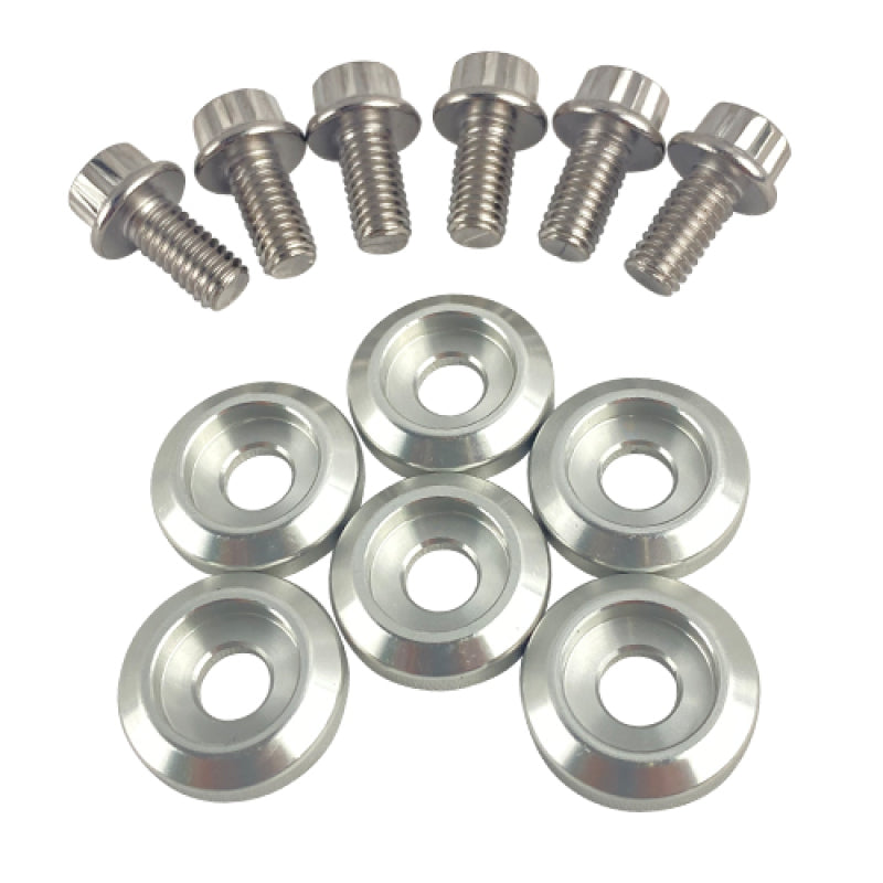 BLOX Racing New Fender Washers Kit M6 12pt - 6pc Large Diameter Silver BXAC-00311-SI BXAC-00311-SI User 1
