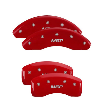 MGP 4 Caliper Covers Engraved Front & Rear MGP Red finish silver ch 21186SMGPRD 21186SMGPRD Photo - Primary